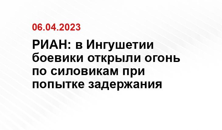 РИАН: в Ингушетии боевики открыли огонь по силовикам при попытке задержания